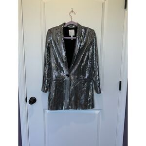 Leith Silver Metallic Single Button Blazer Size XS